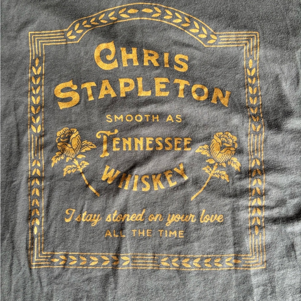 Next Level Apparel Gray and Gold Chris Stapleton Graphic Concert Tee